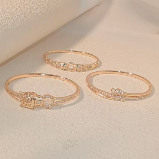 Moda de aço inoxidável cobra dourada coruja zircônia pulseira para mulheres clássico animais pulseiras jóias acessórios verão como presentes									