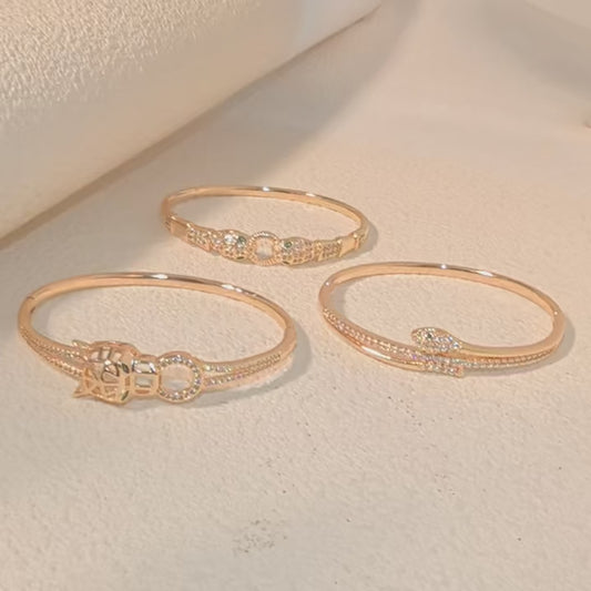 Moda de aço inoxidável cobra dourada coruja zircônia pulseira para mulheres clássico animais pulseiras jóias acessórios verão como presentes									